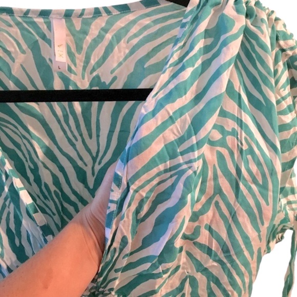 ViX Paula Hermanny Aqua Zebra Print Tunic Cover Up Size Large NWOT - Picture 3 of 10